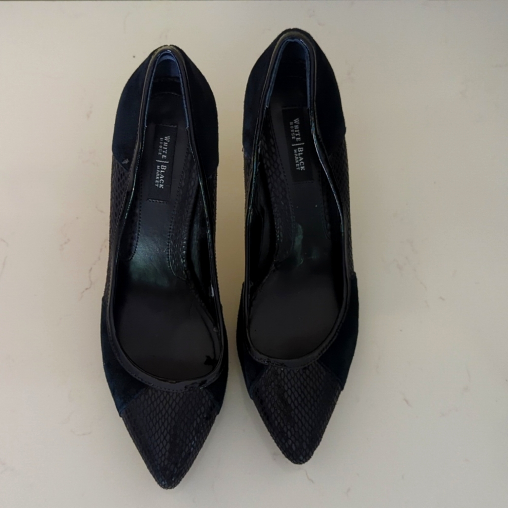 Suede and Leather Black Pumps size 8
